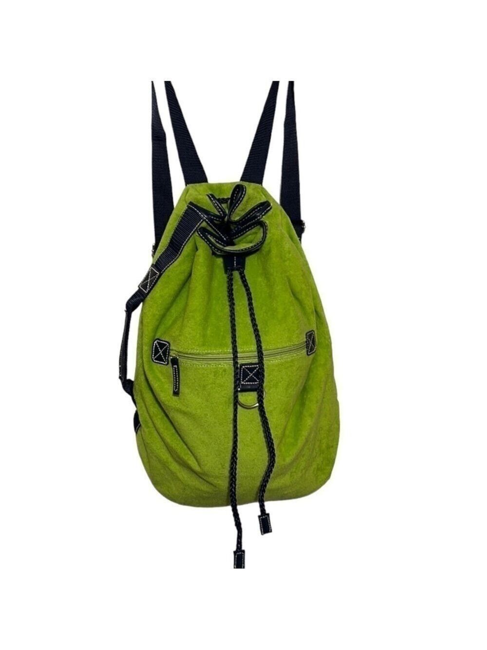 Lime Green and Navy Backpack Large Duffle Bag with Drawstring